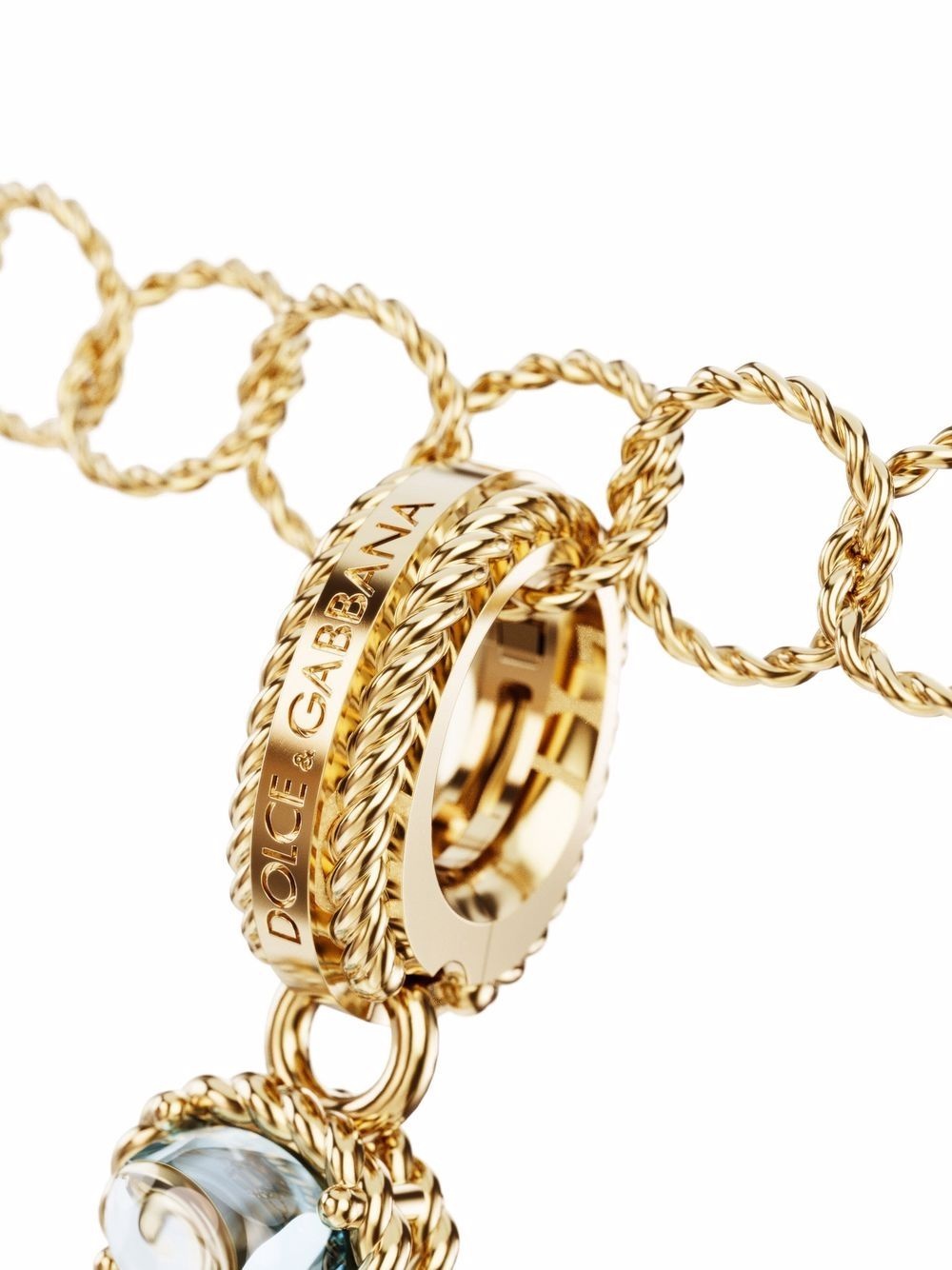 18kt yellow gold V letter gemstone pendant - 2