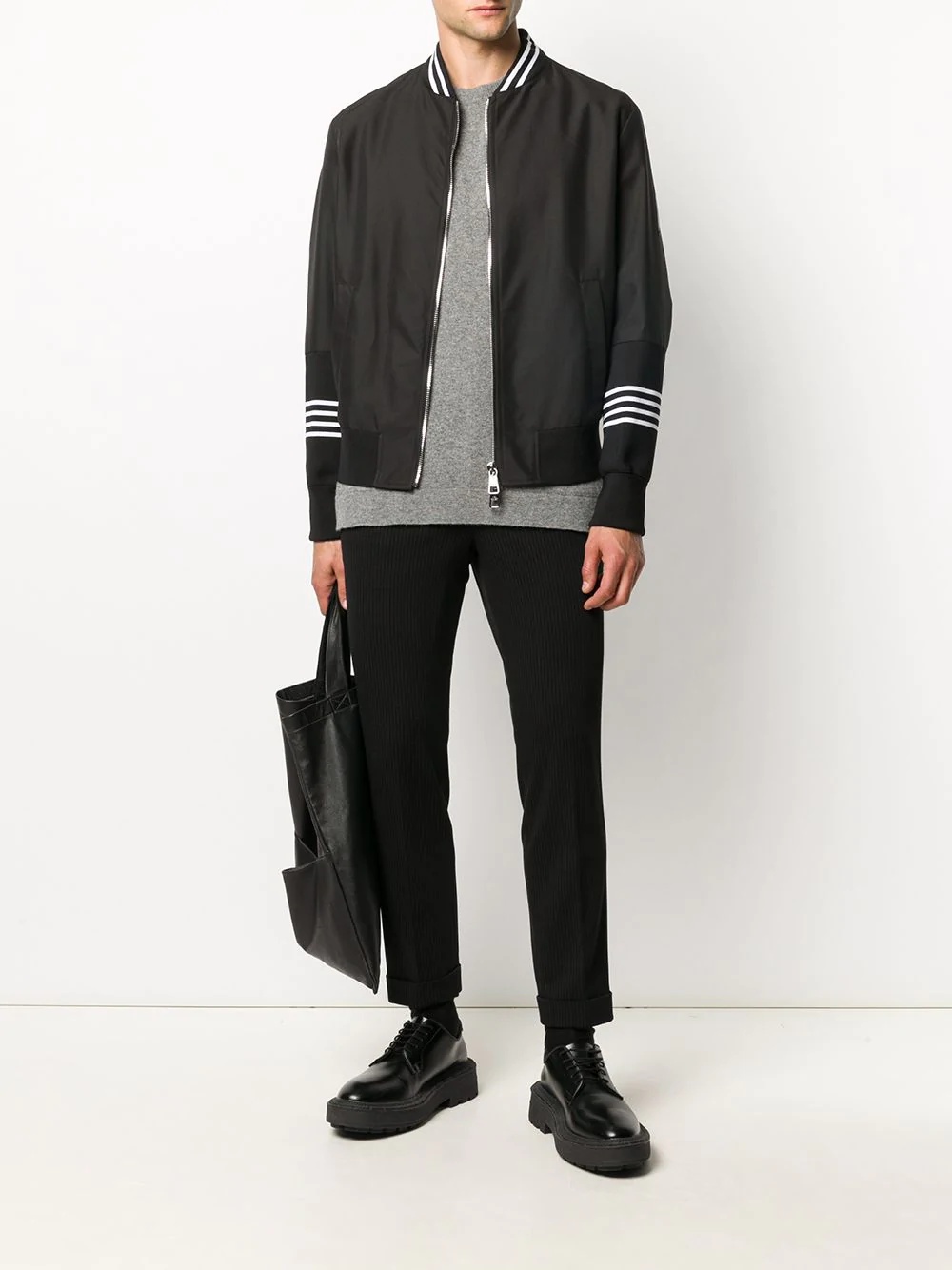 stripe trim bomber jacket - 2