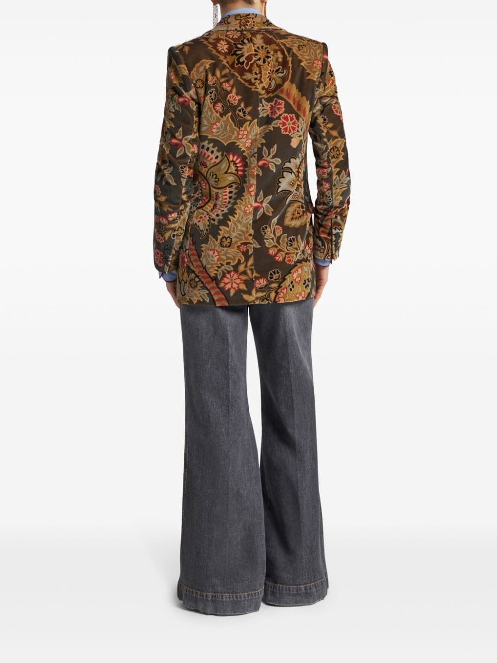 paisley-print velvet blazer - 4