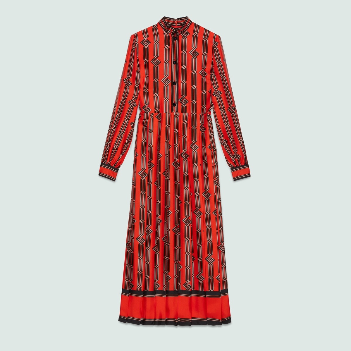 Square G chain print silk dress - 8
