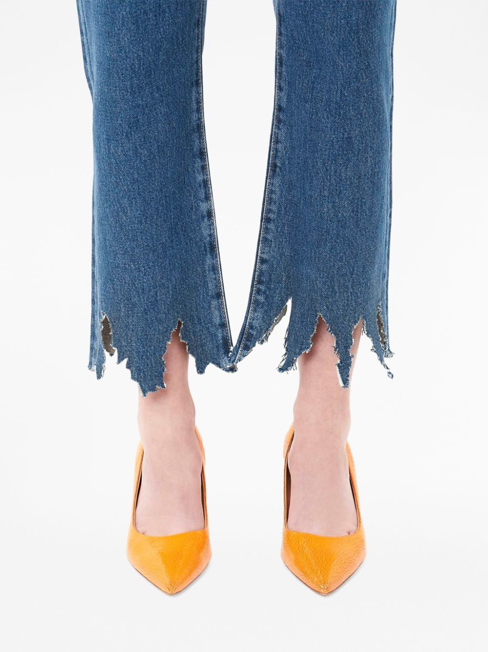 logo-patch laser-cut detail straight-leg jeans - 4