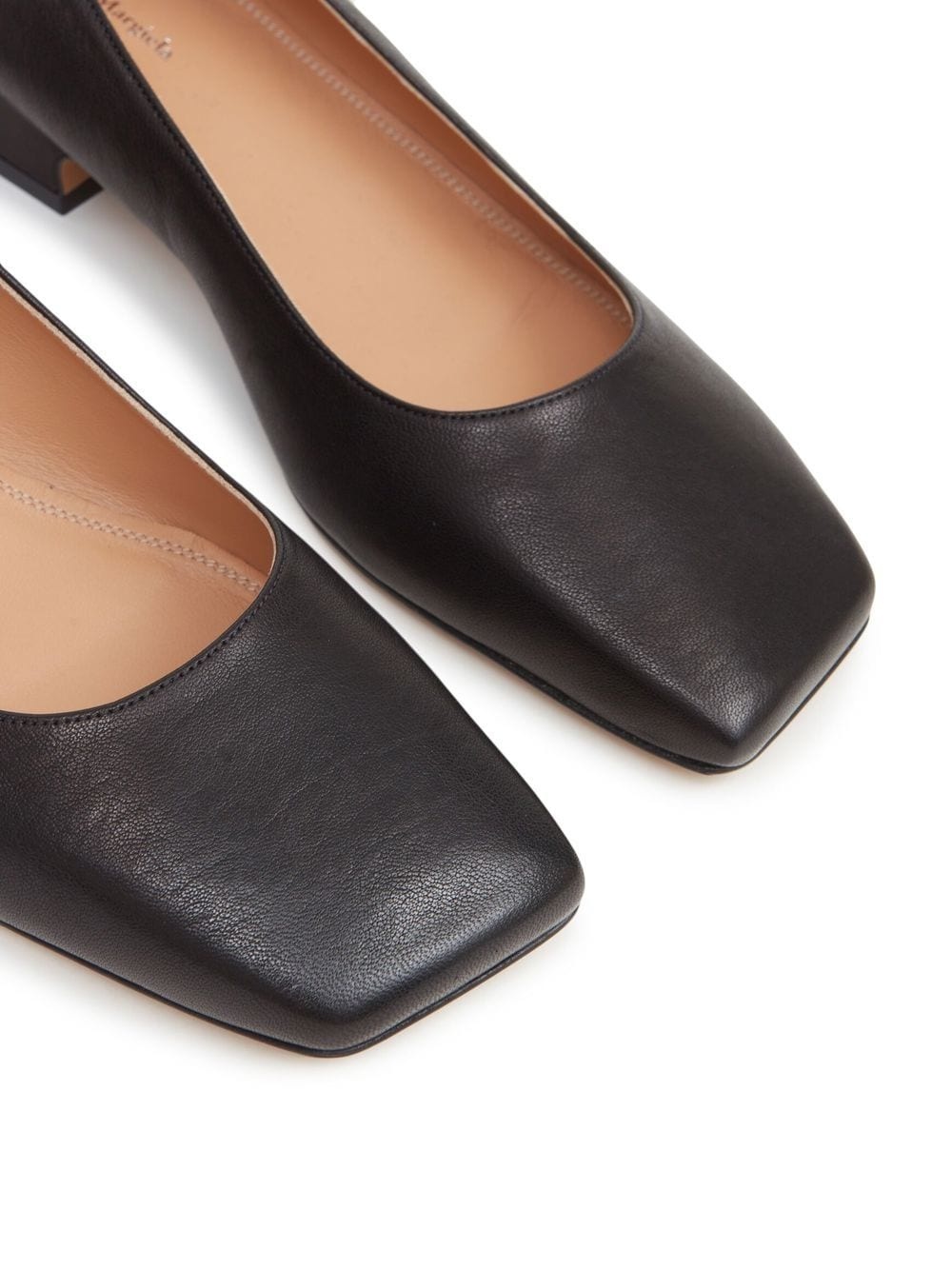 square-toe leather ballerina shoes - 4