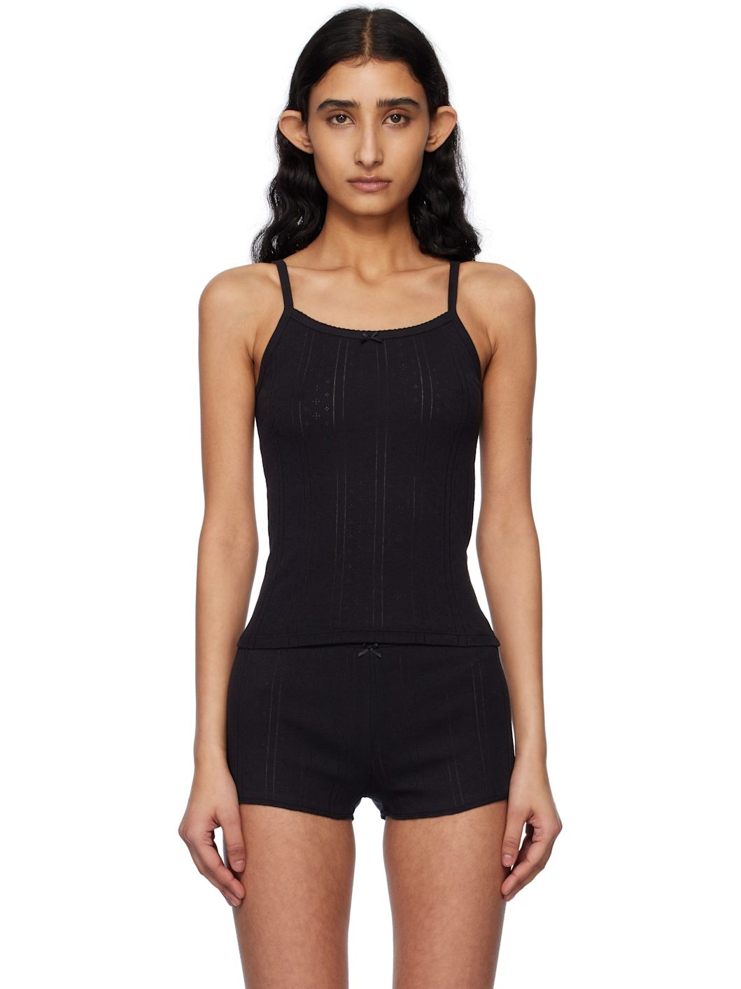Black 'The Picot Regular' Tank Top - 1
