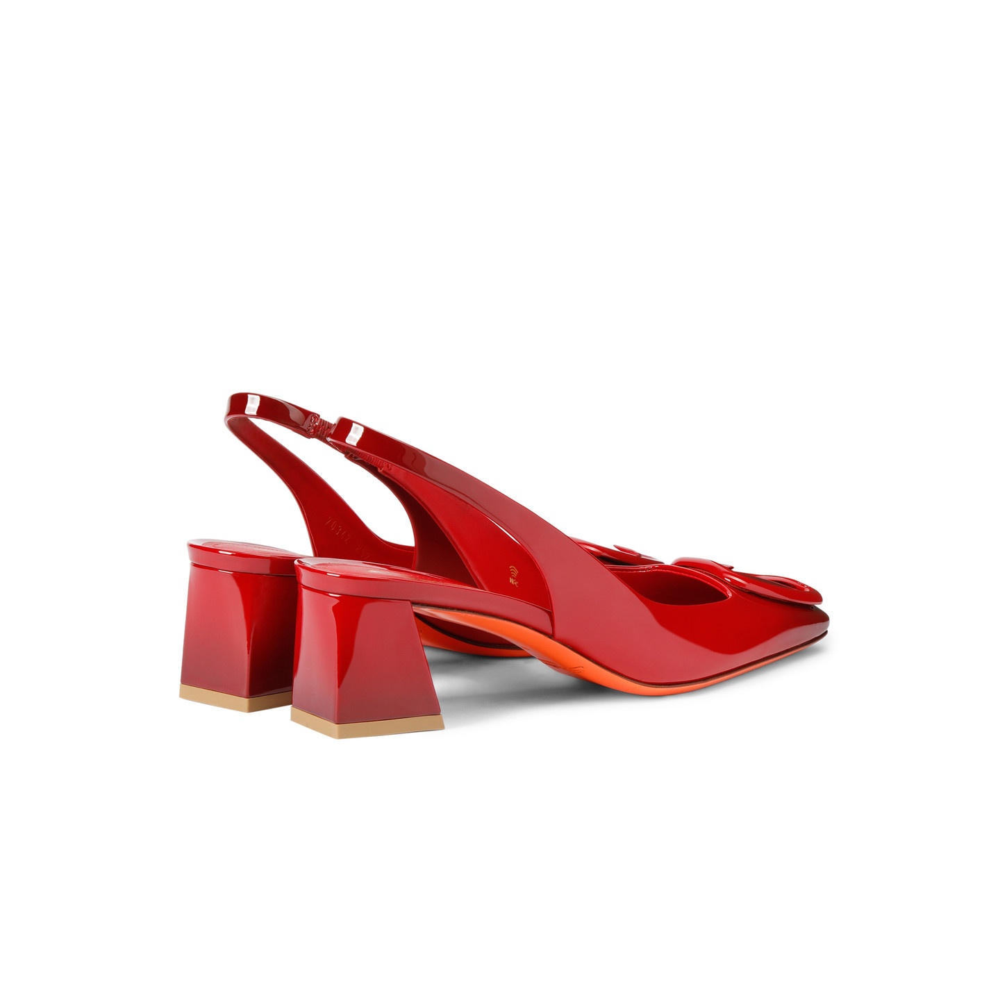 Women's red patent leather mid-heel slingback - 3