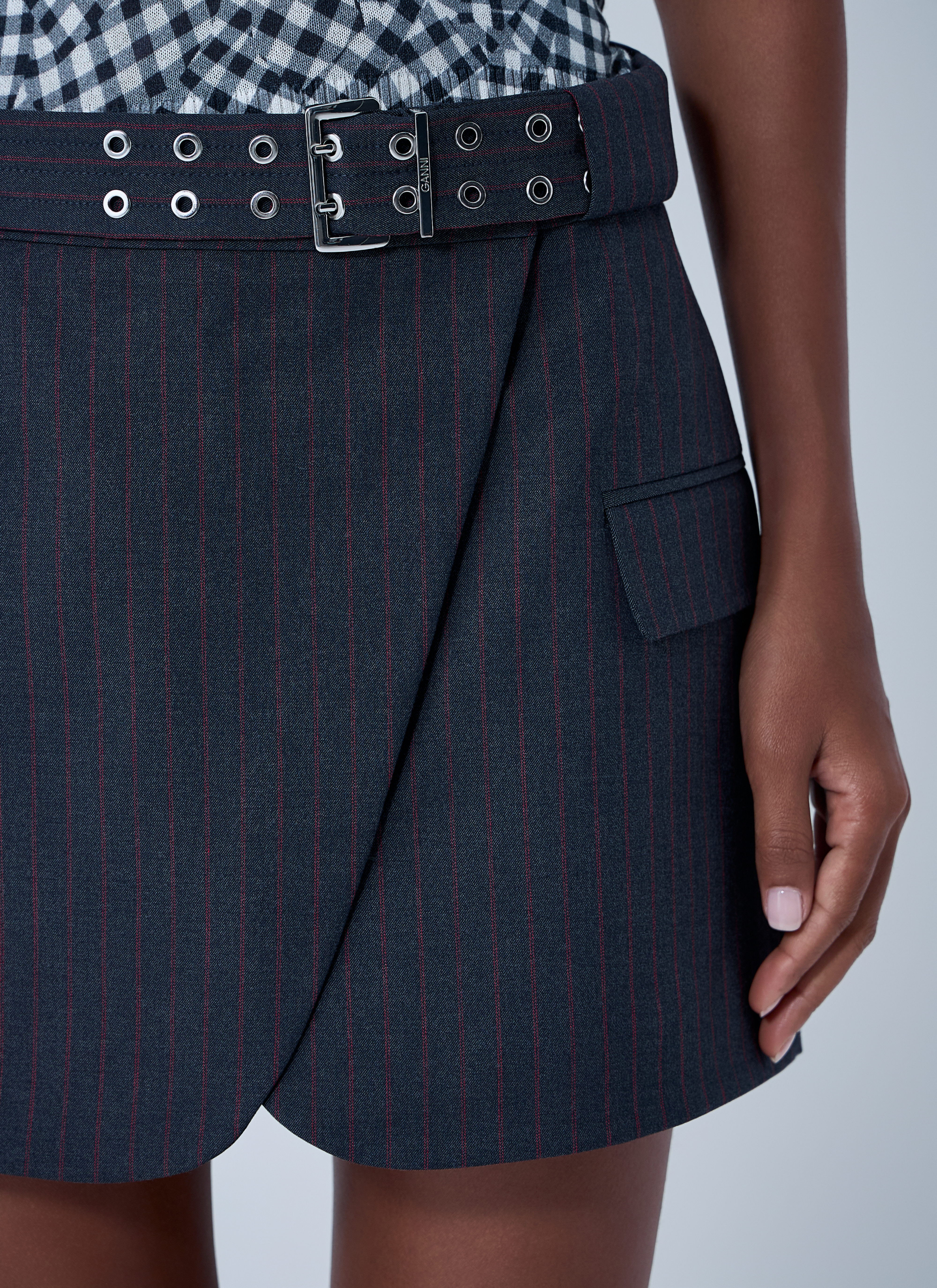 Ganni Women Stretch Stripe Mini Skirt - 5