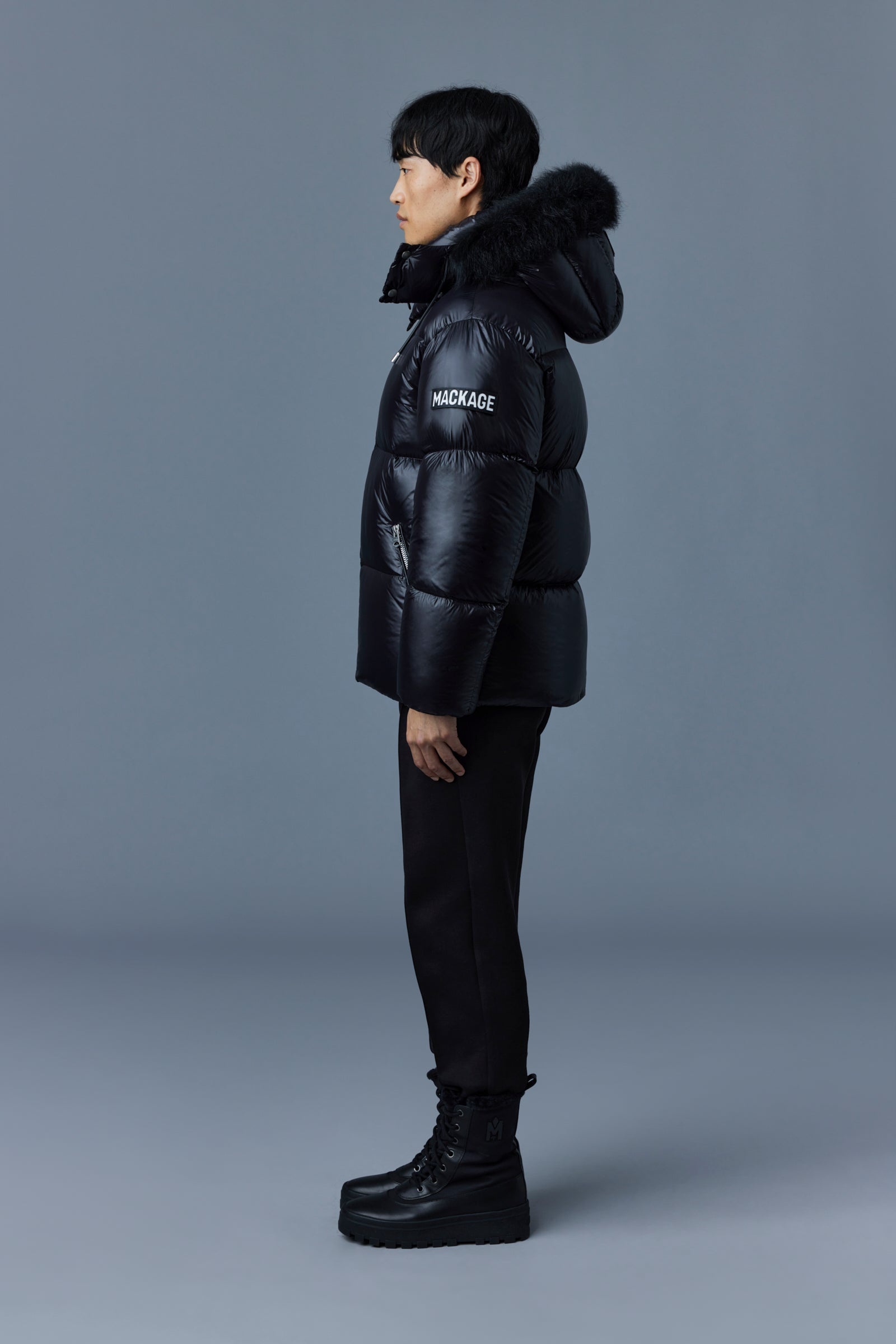 MACKAGE KENT lustrous light down jacket with shearling