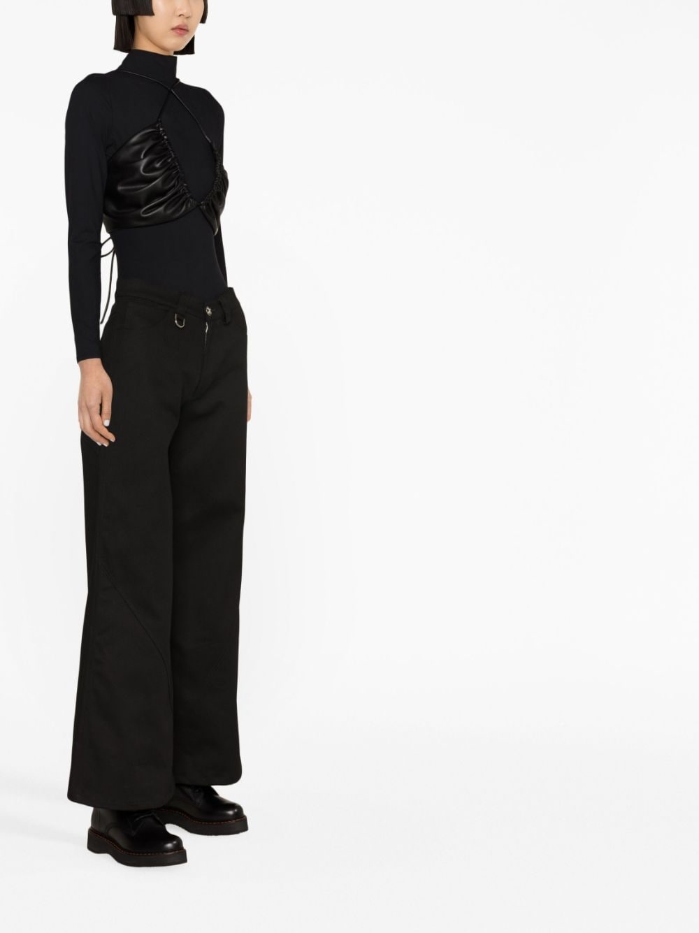 wide-leg cotton trousers - 3