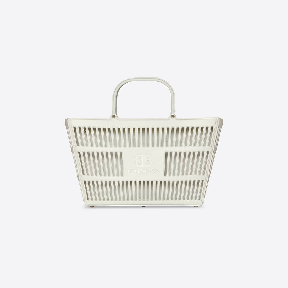 Mag Large Basket Bag In Thermoformed Smooth Calfskin in White - 1