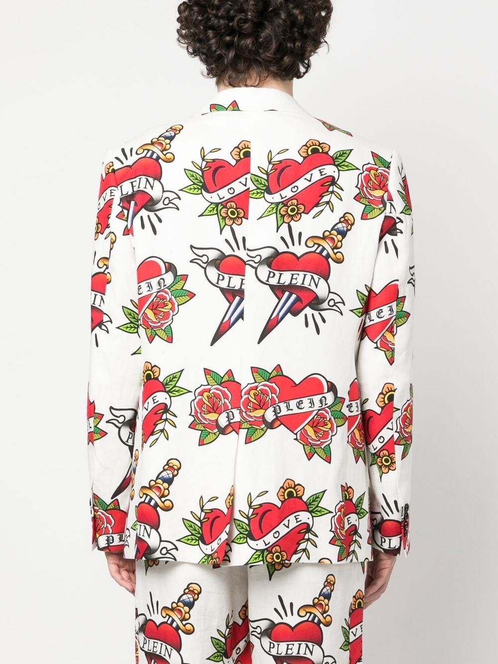 logo-print blazer - 4