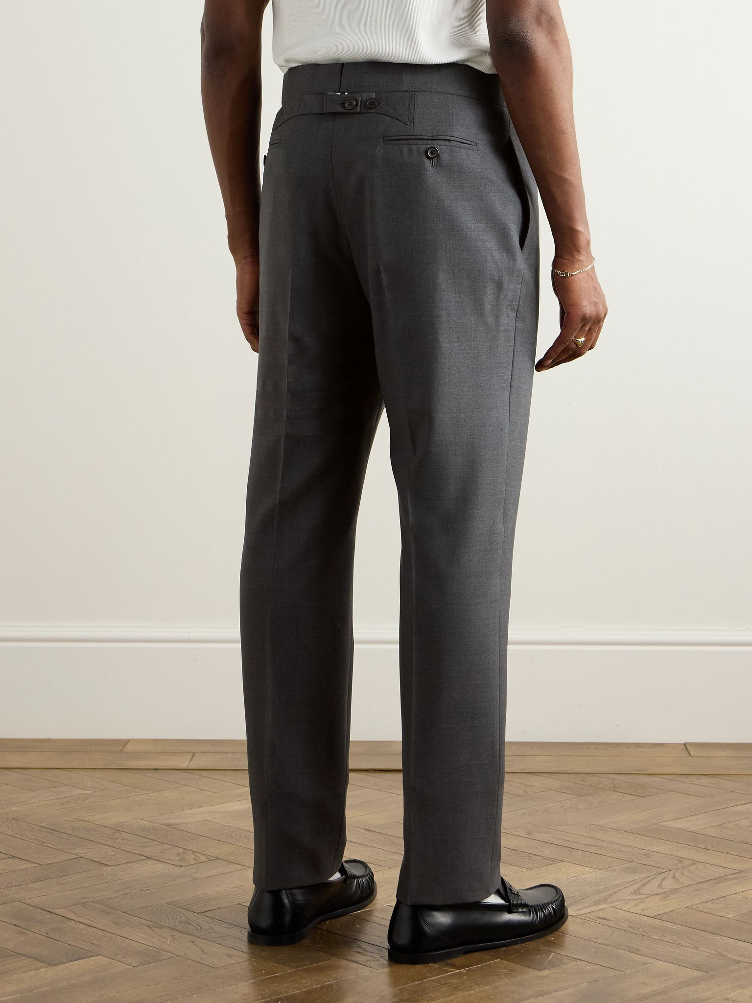 Slim-Fit Straight-Leg Pleated Wool Trousers Dark gray - 4