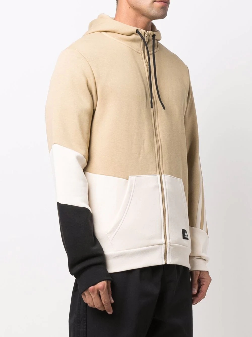 three-stripe panelled zip hoodie - 3