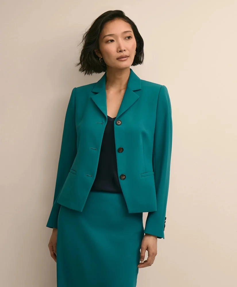 Three-Button Stretch Crepe Blazer - 1