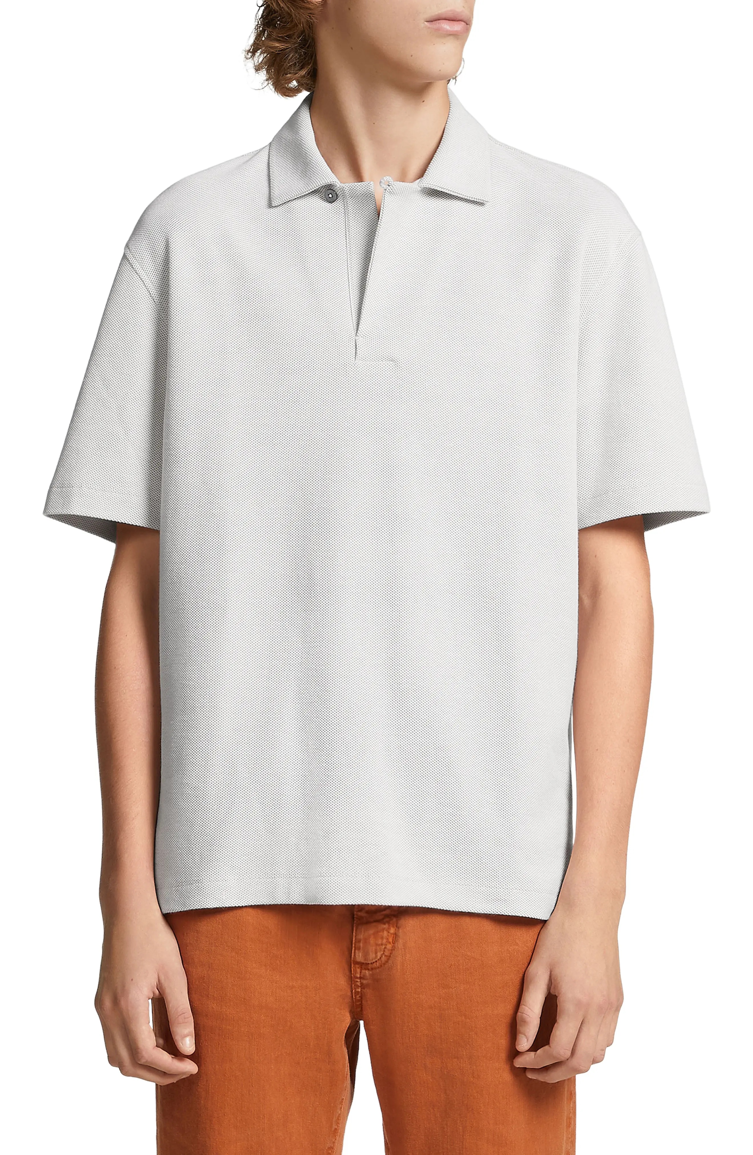 Honeycomb Short Sleeve Cotton Polo - 1