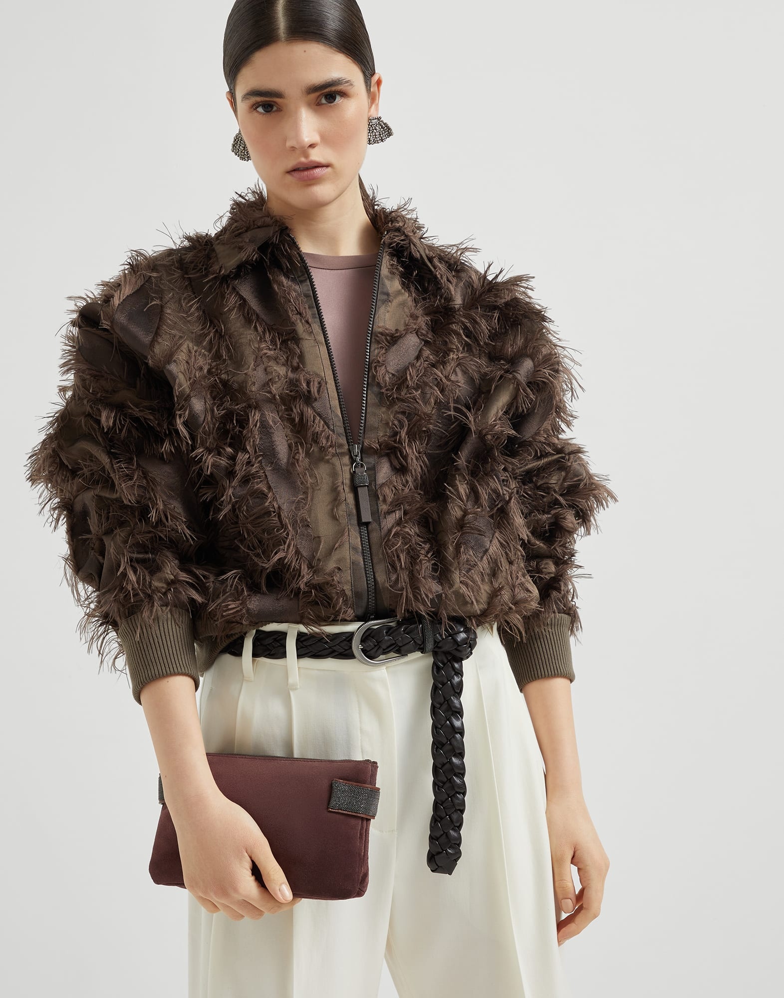 Essence mini shoulder bag in suede with precious bands - 4