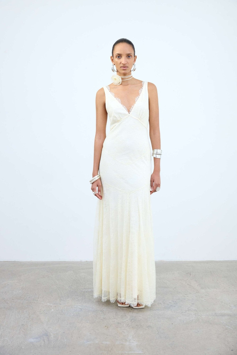 De La Vali ADOLPHUS MAXI DRESS IN IVORY LACE outlook