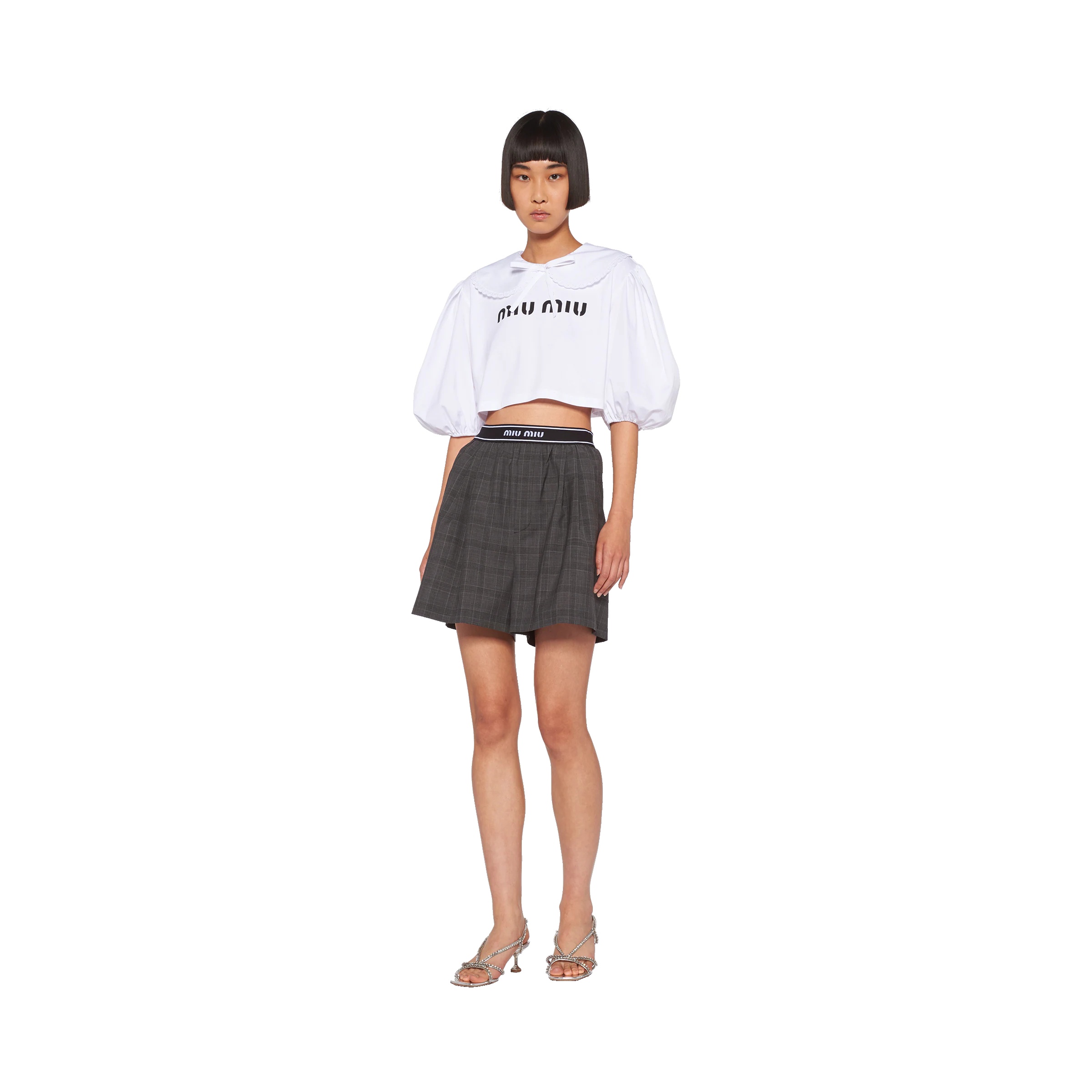 Cropped blouse with printed logo - 2
