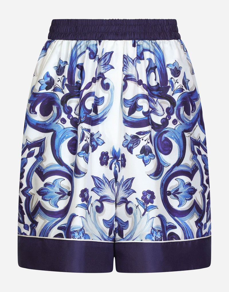 Majolica-print twill pajama shorts 1