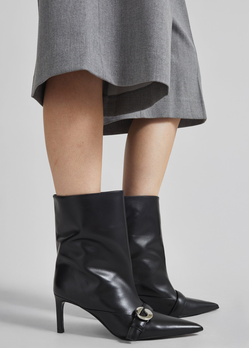 Coperni Ankle Heeled Belt Boots - Black 7