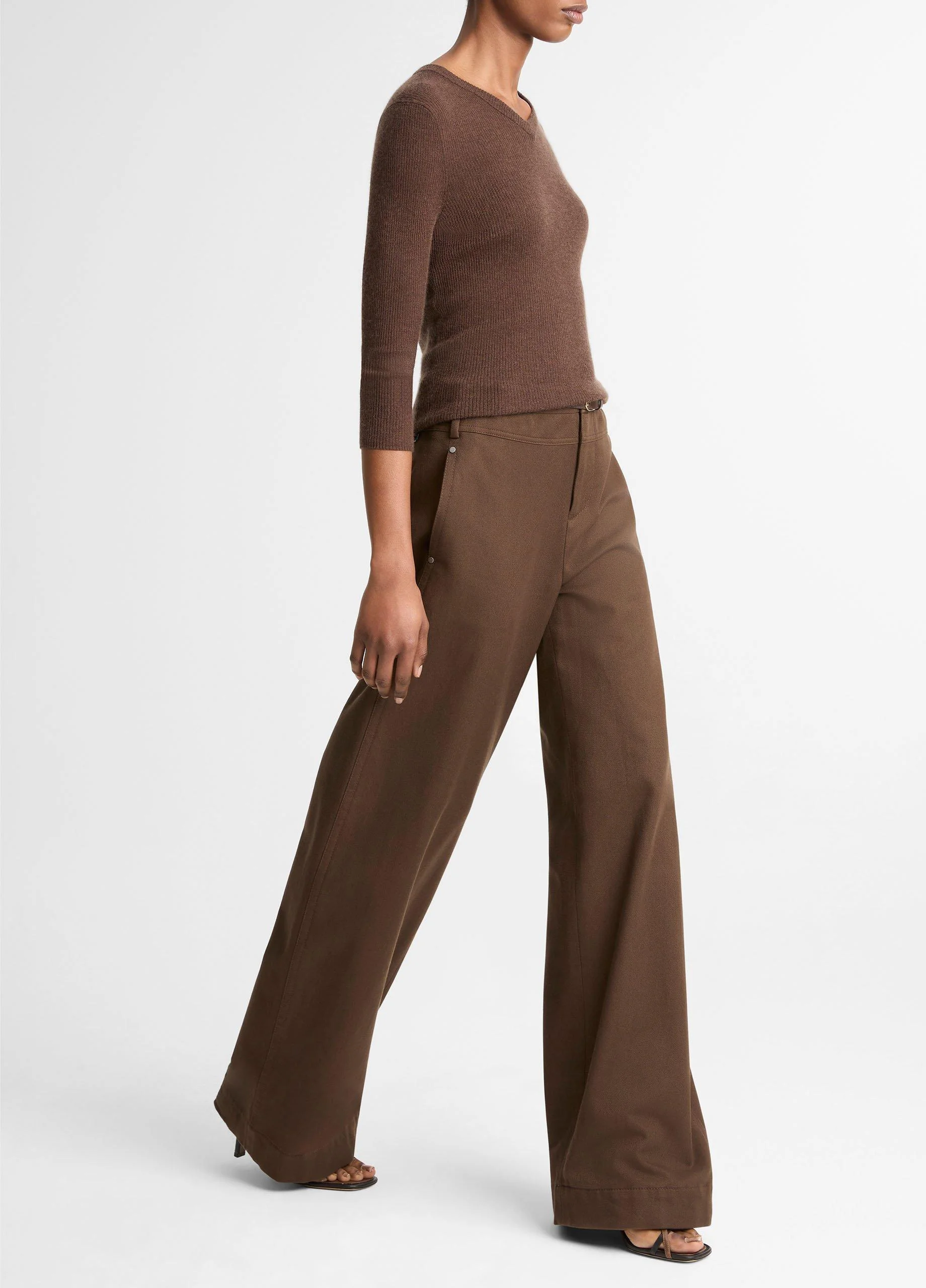 Italian Cotton Utility Double-Waist Wide-Leg Pant - 1