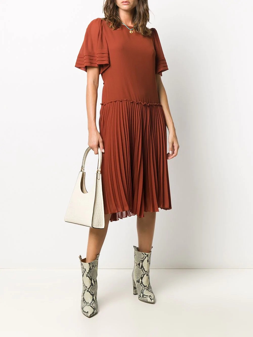 pleated panel midi dress - 2