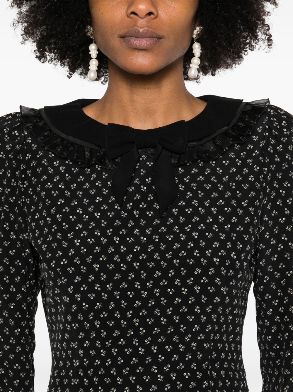 flower-print silk mini dress - 5