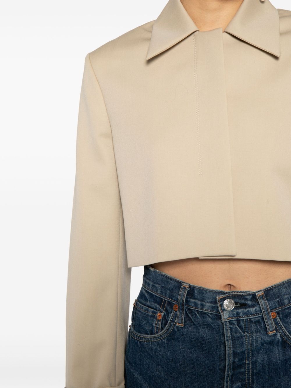 cropped wool shirt jacket - 5