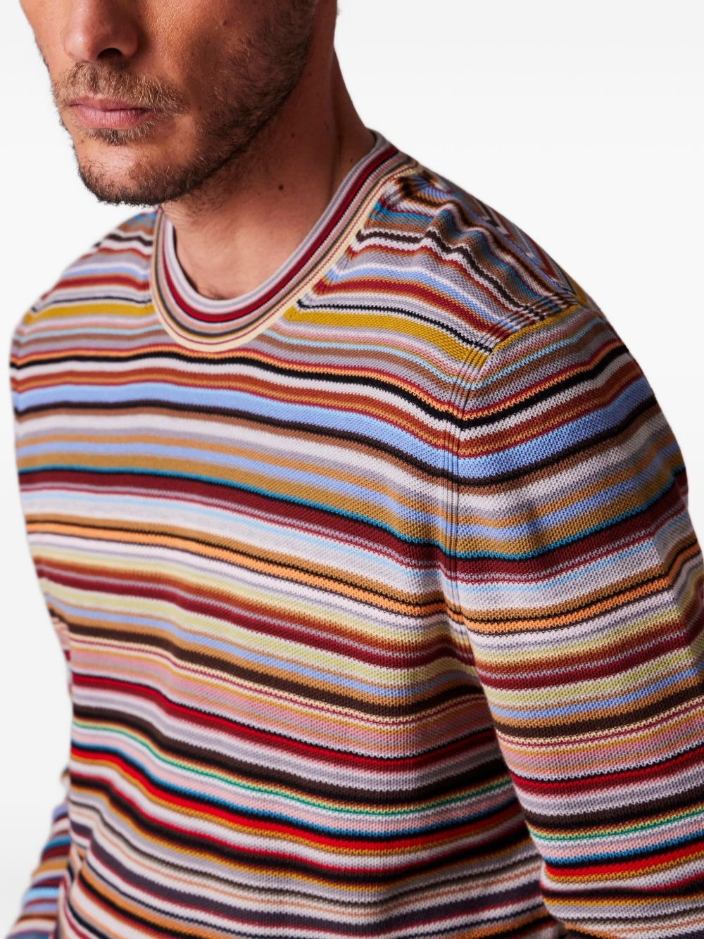 MULTI-STRIPED COTTON SWEATER - 3
