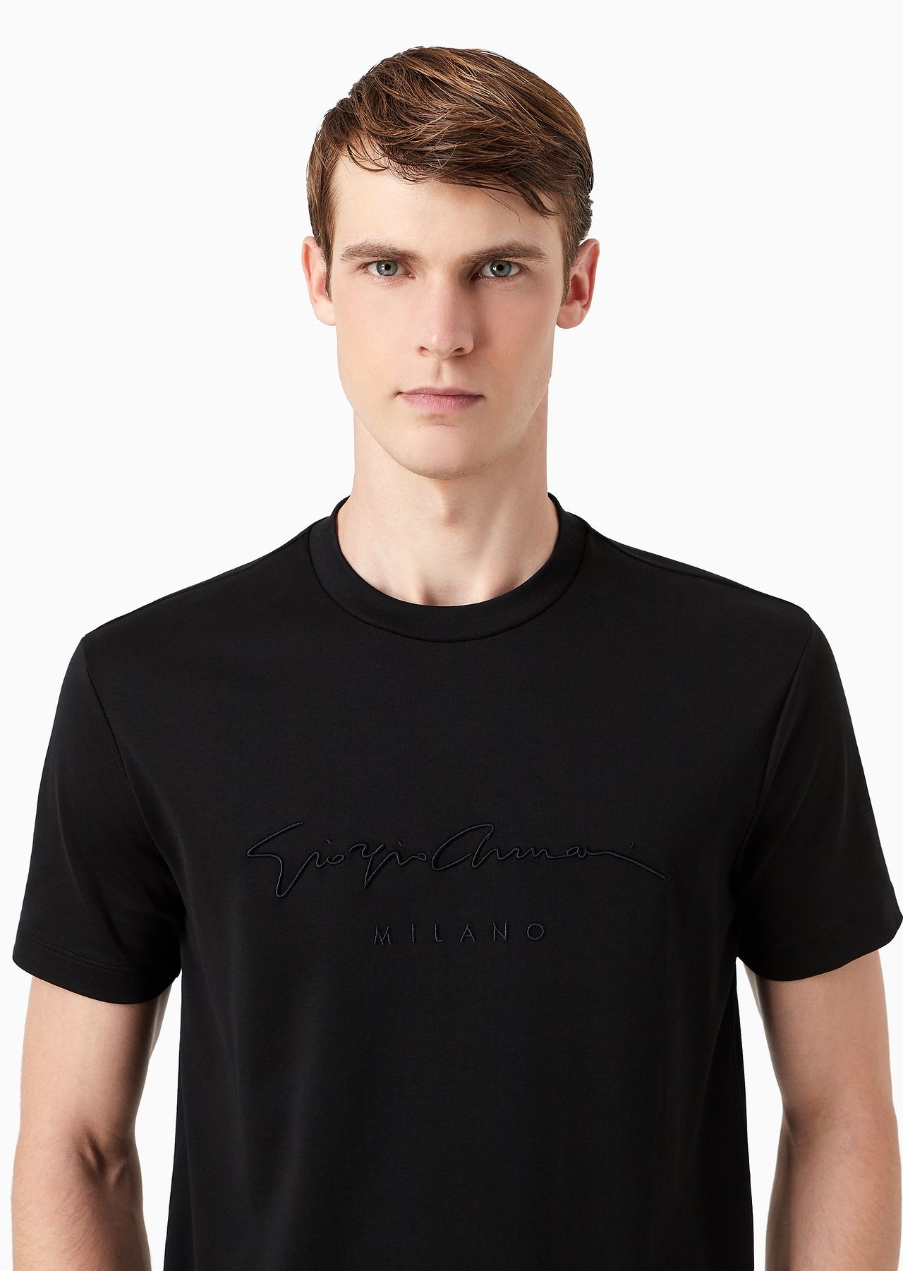 Pure cotton interlock T-shirt with embroidered logo - 5