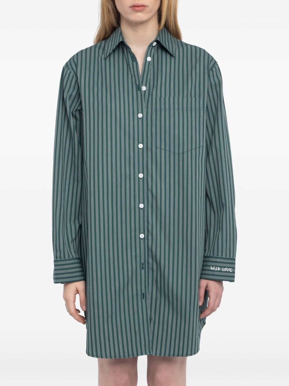 Rorning striped long-sleeve shirt mini dress - 4