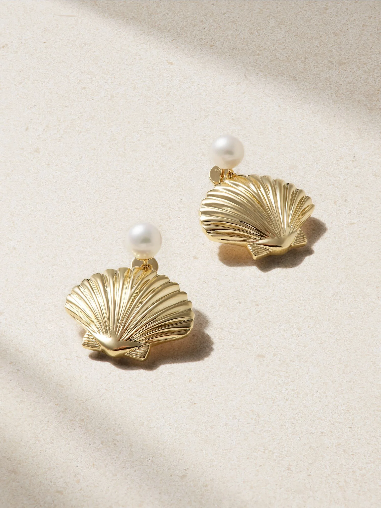Venus 14-karat gold pearl earrings Gold - 1