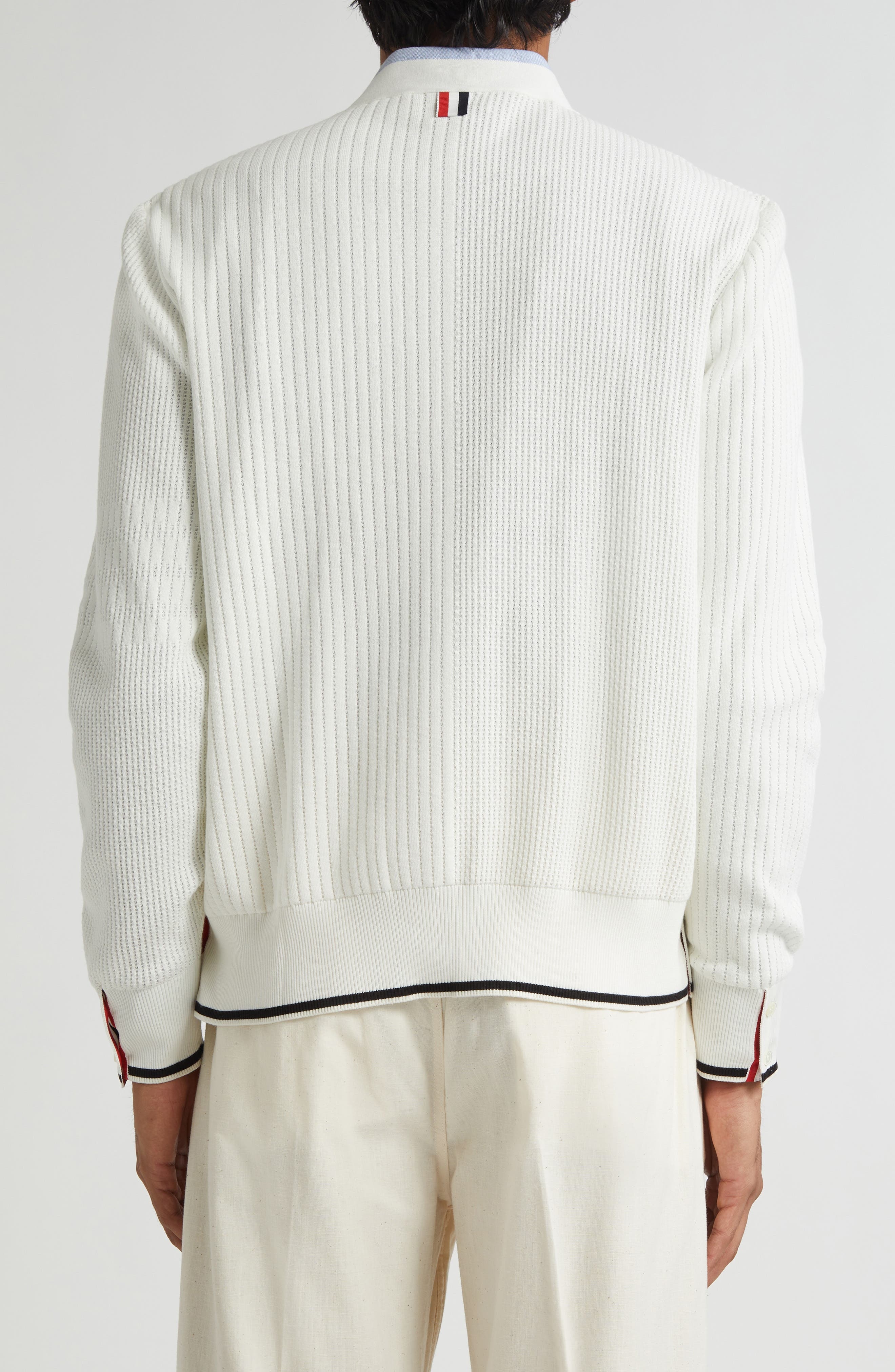Thom Browne Mixed Stitch Cotton Cardigan in White at Nordstrom - 3