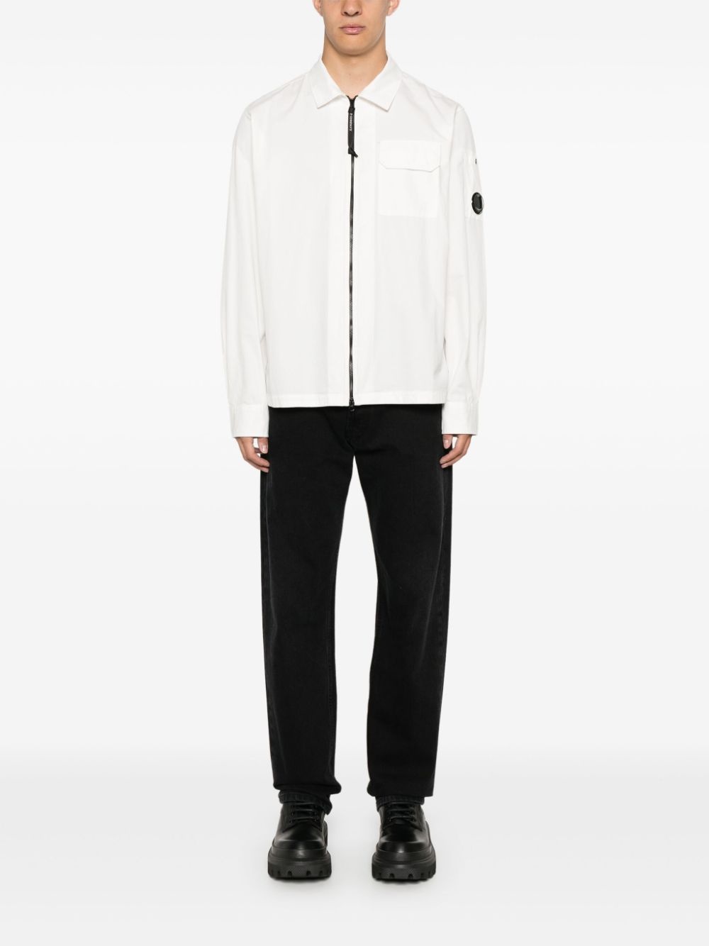 zip-up gabardine overshirt - 2