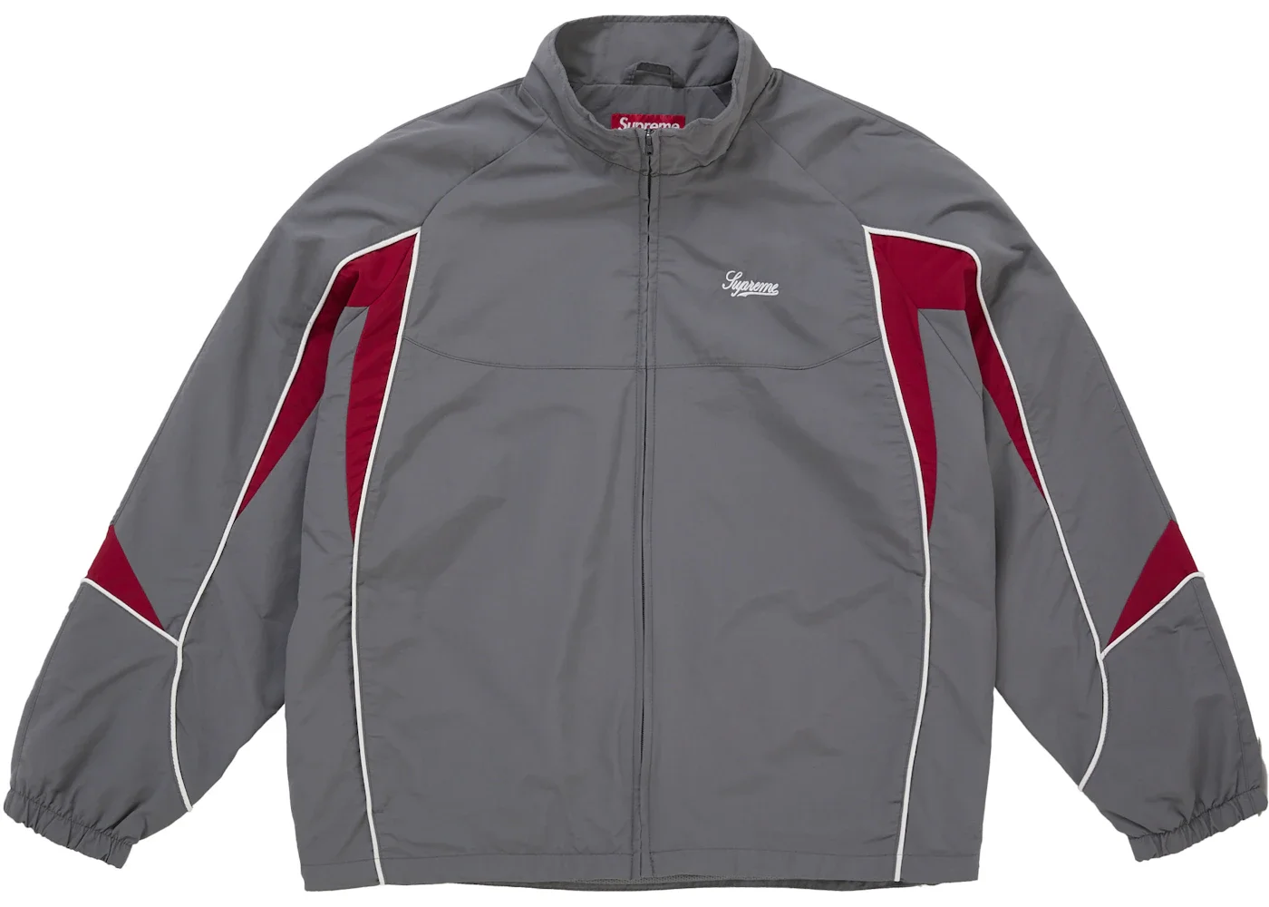 Supreme Contrast Piping Track Jacket Grey - 1