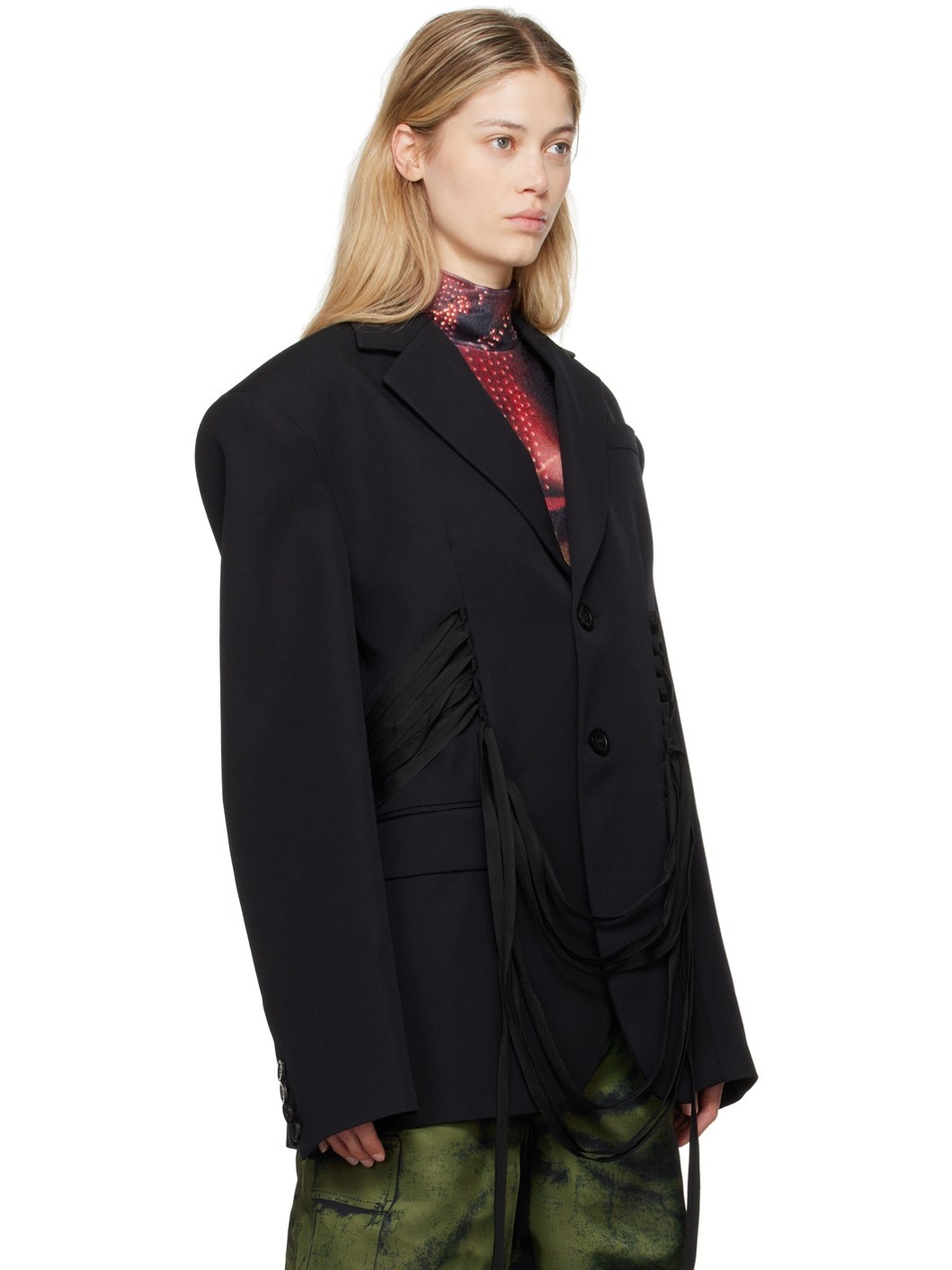 Black 'The Lace-Up Suit' Blazer - 2