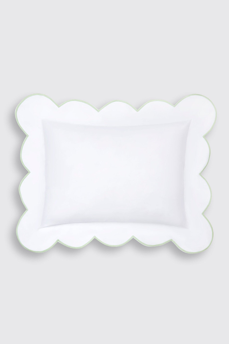 Genova Pillow Slip in White & Mint Cotton 1