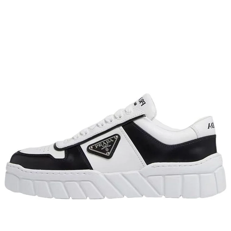 (WMNS) PRADA Soft Padded Nappa Leather Laced-Up Shoes 'White Black' 1E946M_3LJ6_F0964 - 1