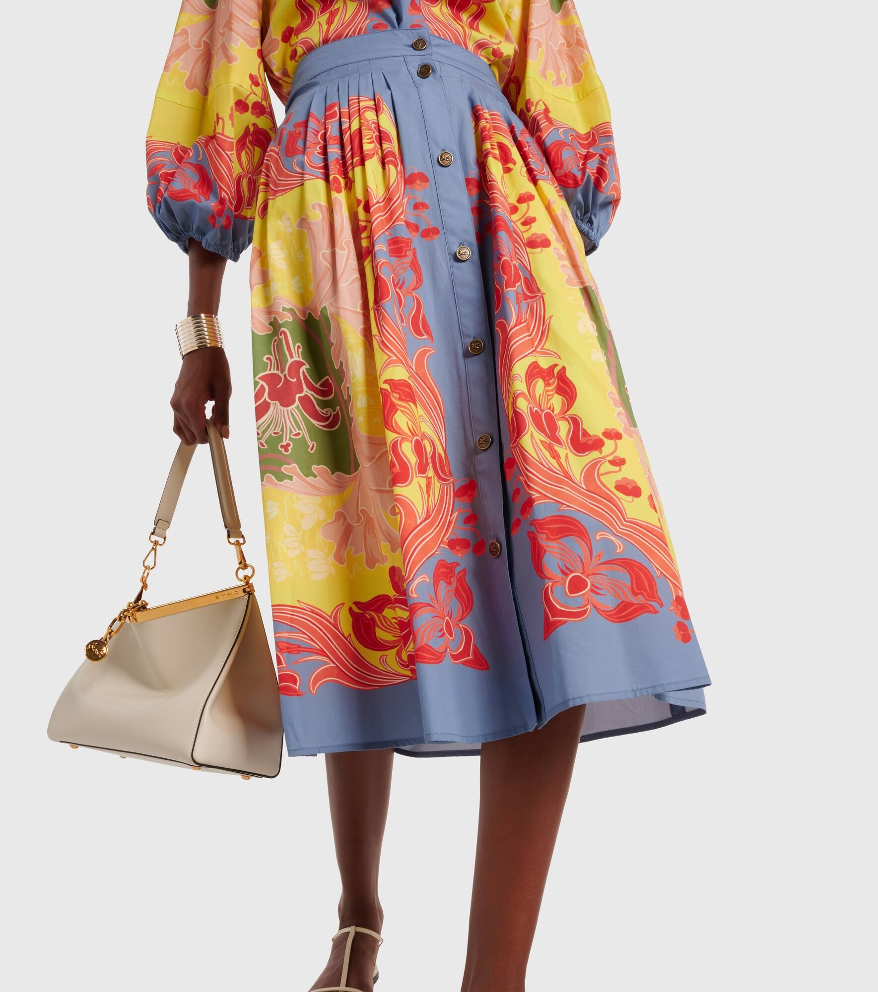 Printed cotton poplin midi skirt - 5
