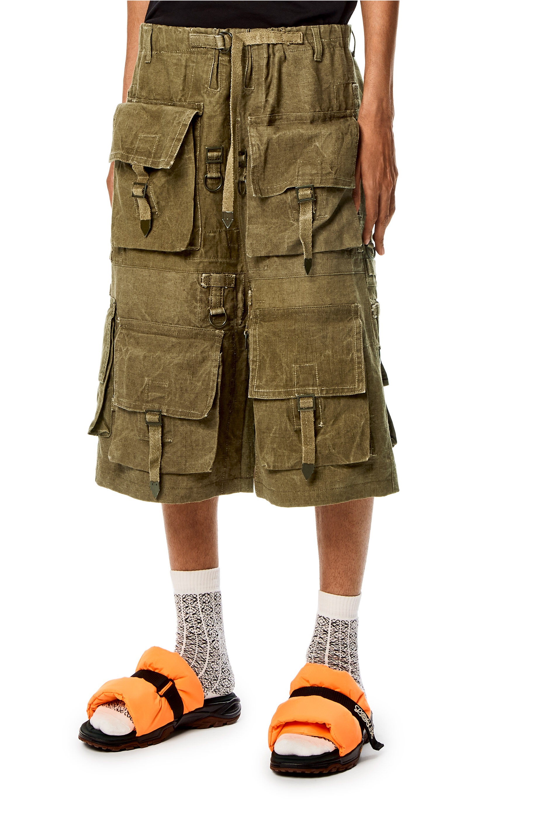 Multi-pocket bermuda shorts in cotton and linen - 3