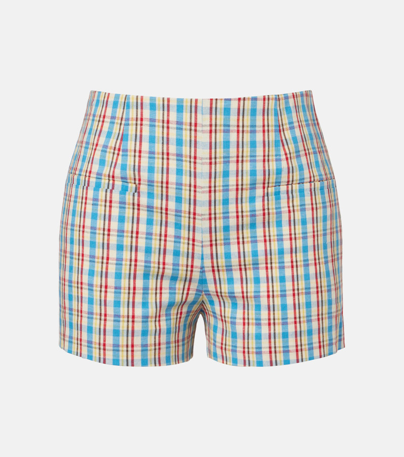 Aurora checked cotton and linen shorts 1