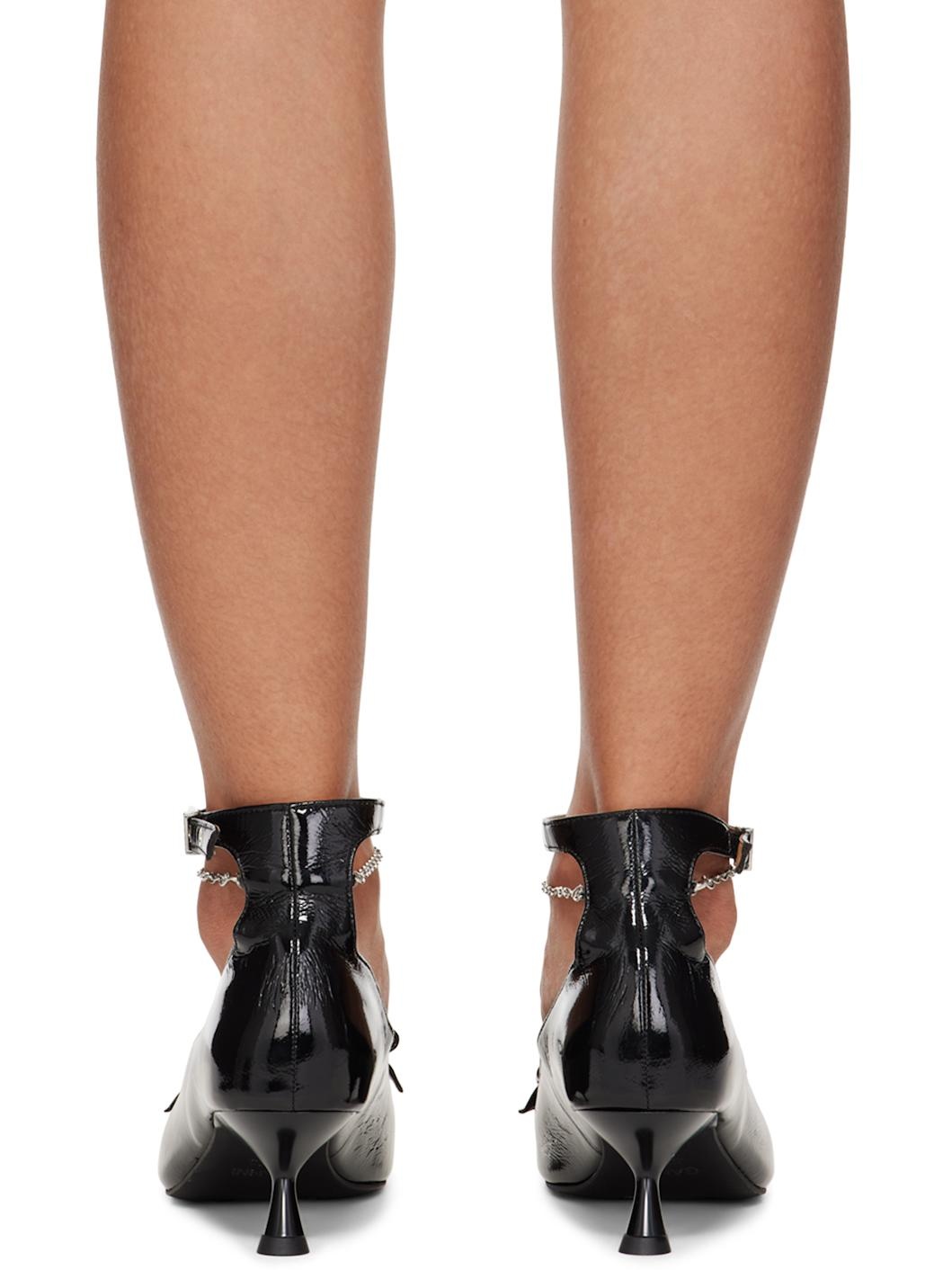Black Eyelet Jewel Kitten Heels - 2