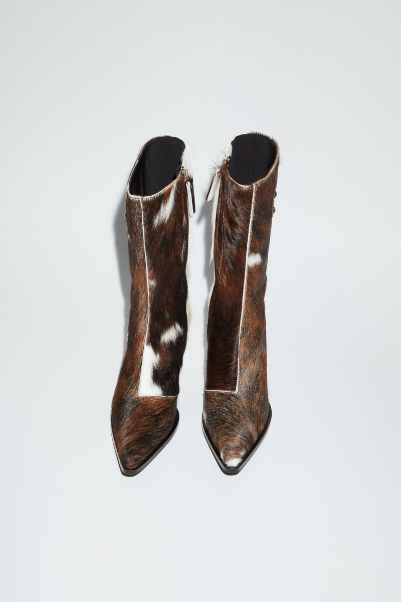 Hairy leather ankle boot - Multi brown 3