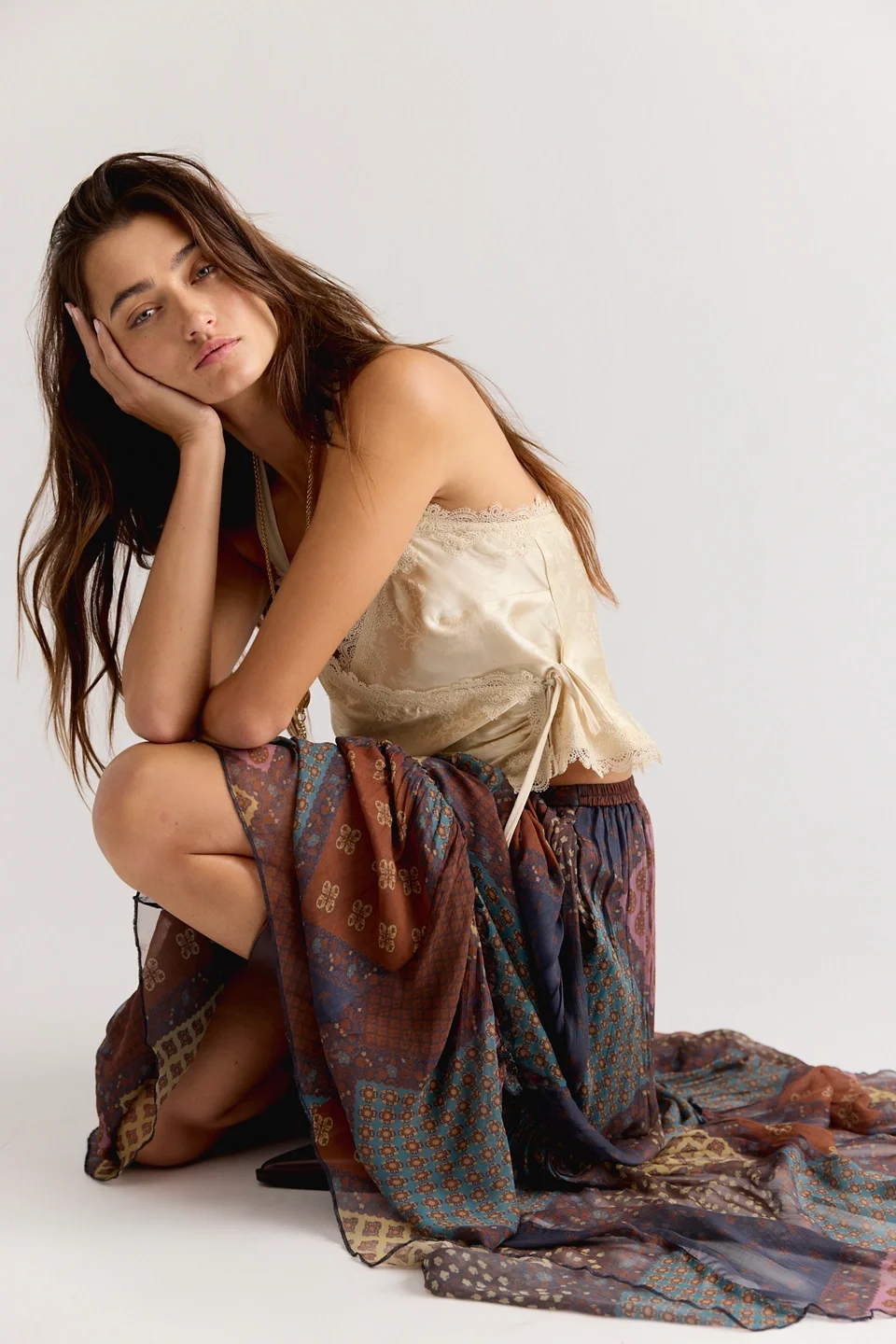 Single Whip Printed Maxi Skirt - 1