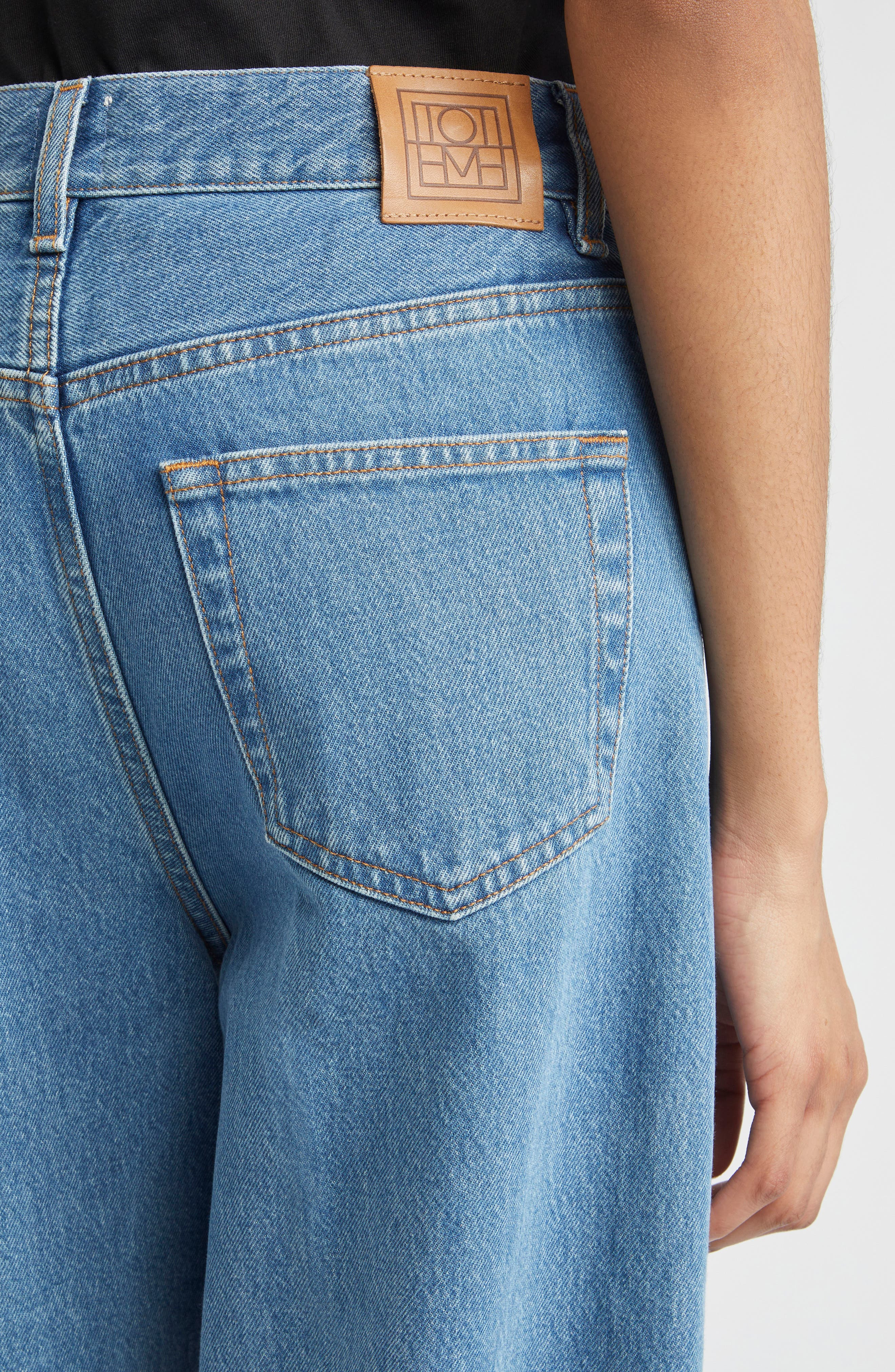 TOTEME Wide Leg Organic Cotton Jeans in Vibrant Blue at Nordstrom - 5