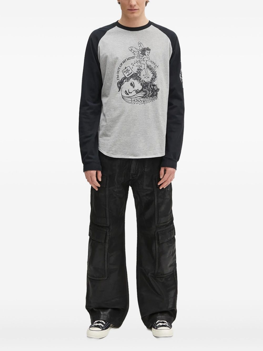 graphic-print raglan-sleeve T-shirt - 2