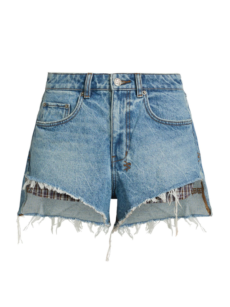 Women's Future Memory Kut Off Plaid Pocket Denim Shorts - Denim 1