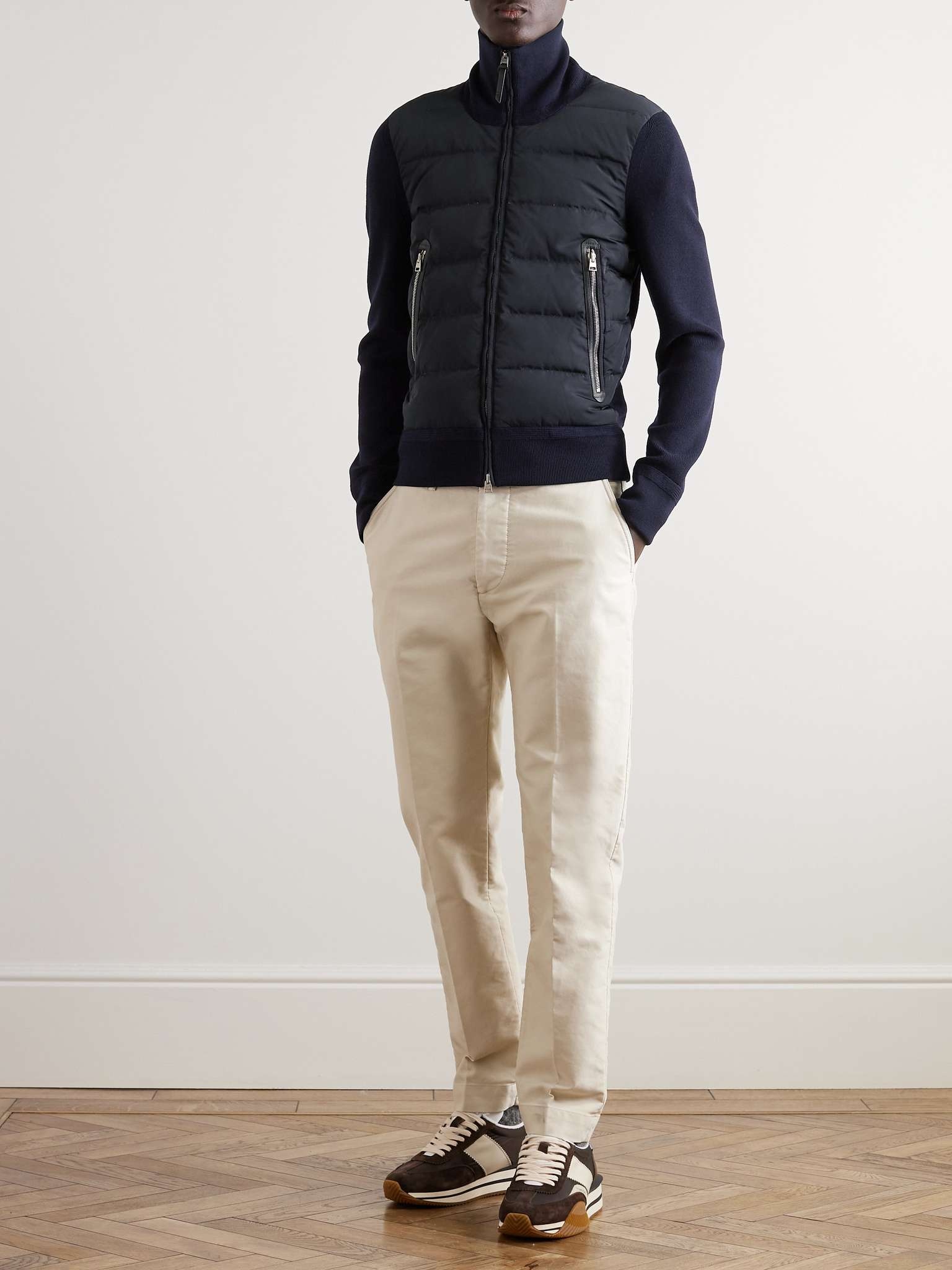 Slim-Fit Panelled Ribbed Wool and Quilted Shell Down Jacket - 2