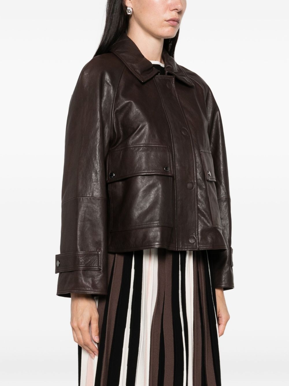 flap-pocket leather jacket - 3