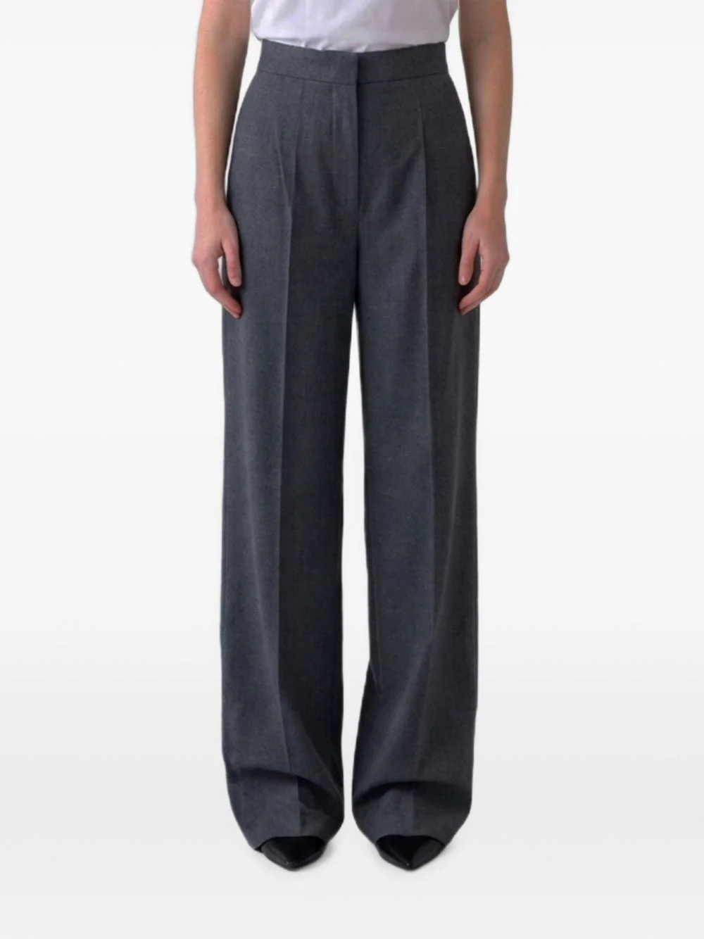 pleated wool palazzo pants - 1
