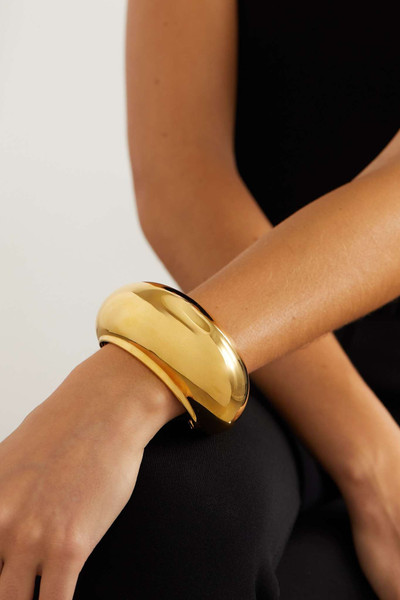 Alaïa Bombe gold-tone and leather cuff outlook