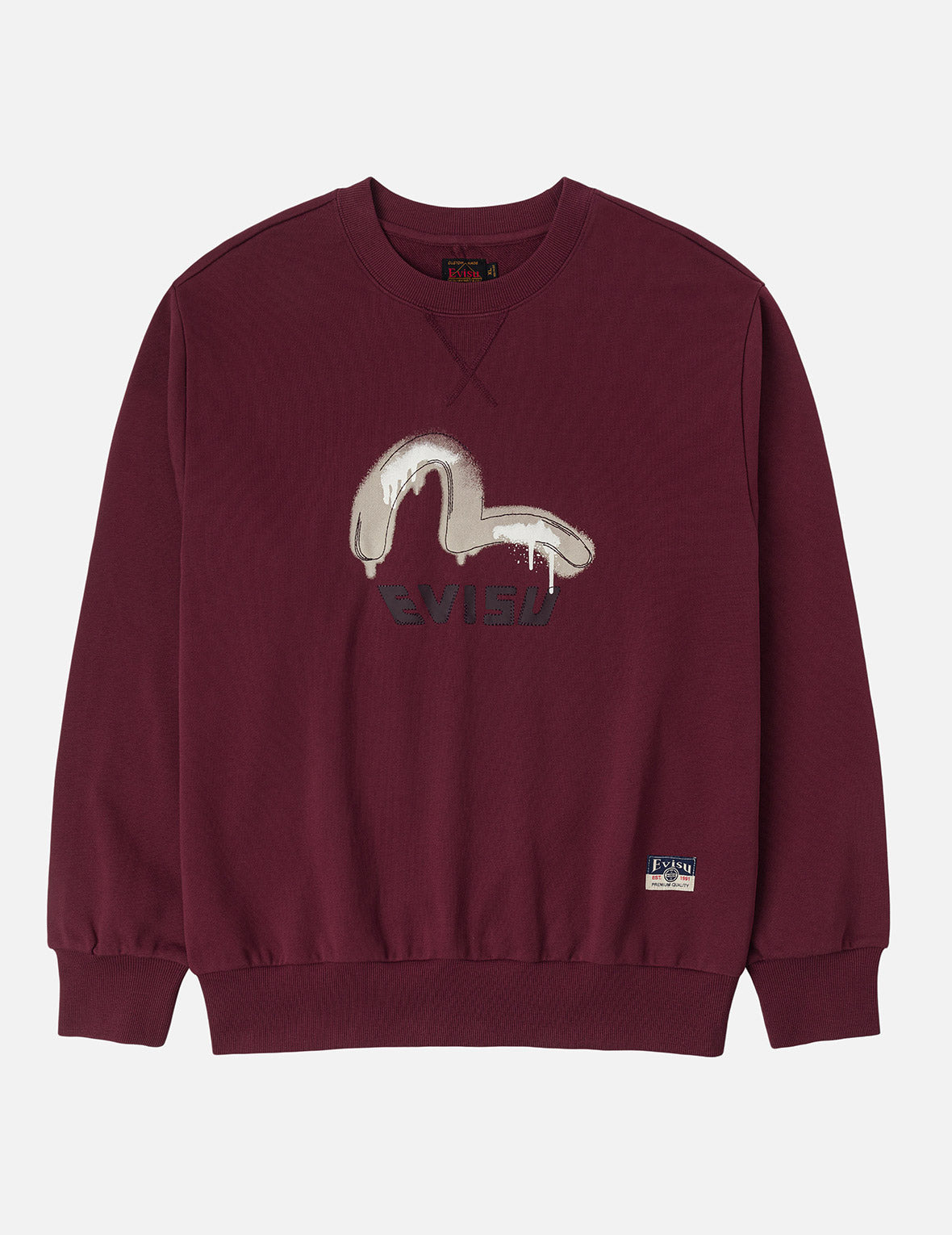 Graffiti Seagull Print and Sashiko Relax Fit Sweatshirt - 3